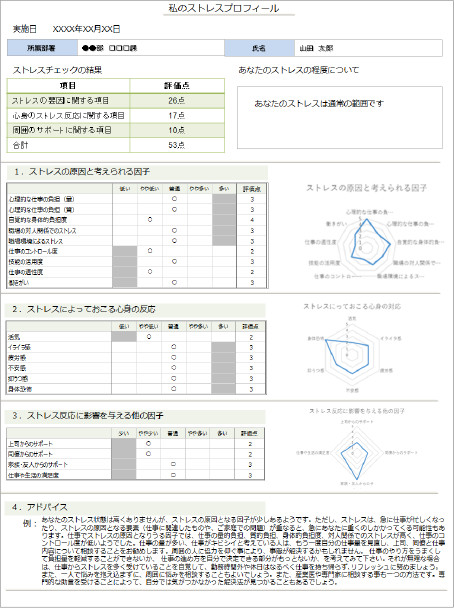 カシオヒューマンシステムズ　ストレスチェックソリューション　サンプル画面　画像