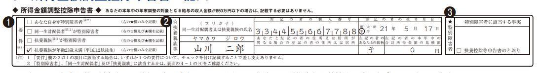 所得金額調整控除申告書